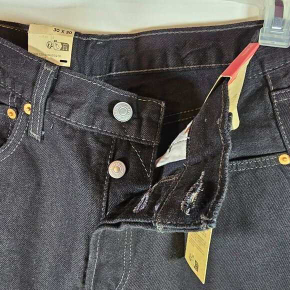 Levi's 501 Original Straight Leg Button Fly Mid Rise Jeans NWT 30x30" Black - Picture 10 of 15